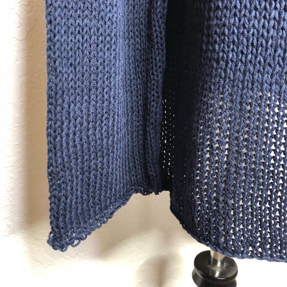 Wooden Ships navy white anchor nautical open knit sweater size Medium / Large ML - Picture 12 of 13